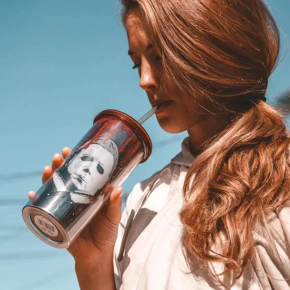 LAST ONE!! HALLOWEEN 2 MICHAEL MYERS CARNIVAL CUP WITH LID AND STRAW - Picture 2 of 7